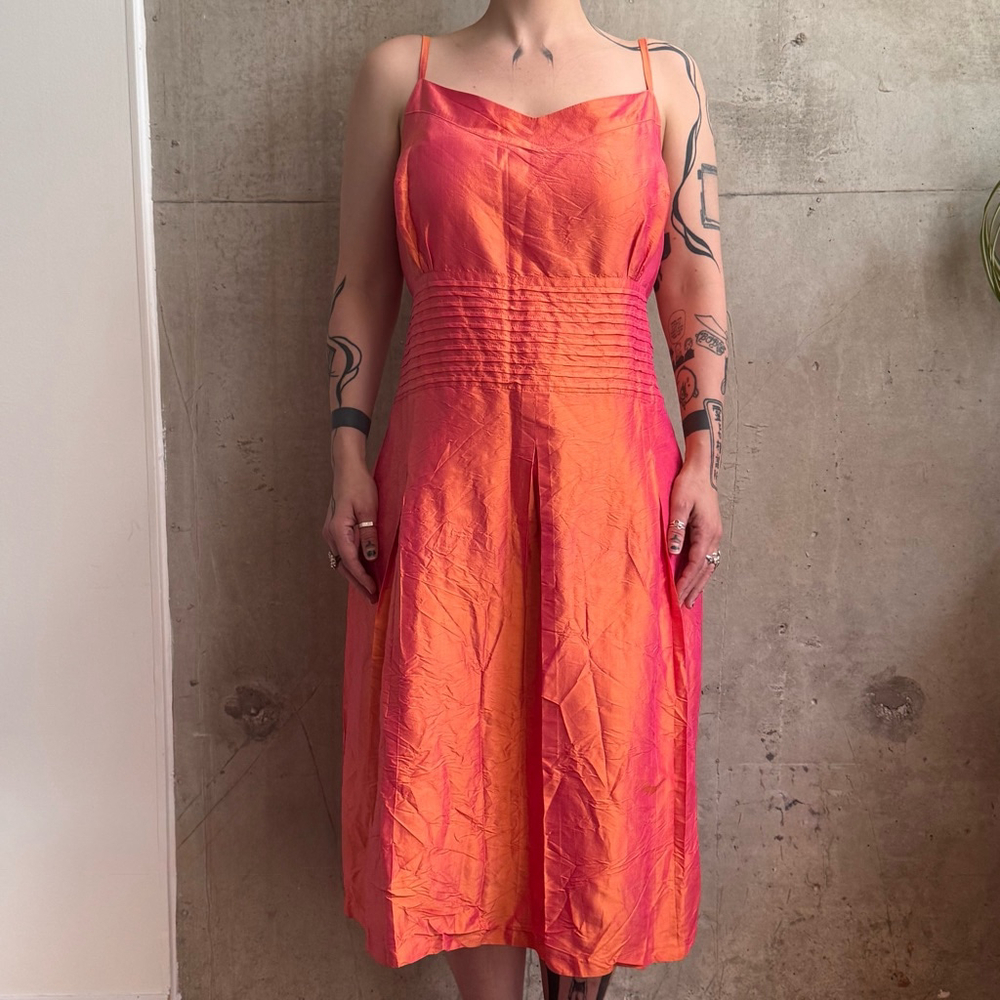 Vintage 90s Iridescent Orange/Pink Dress Size XXL